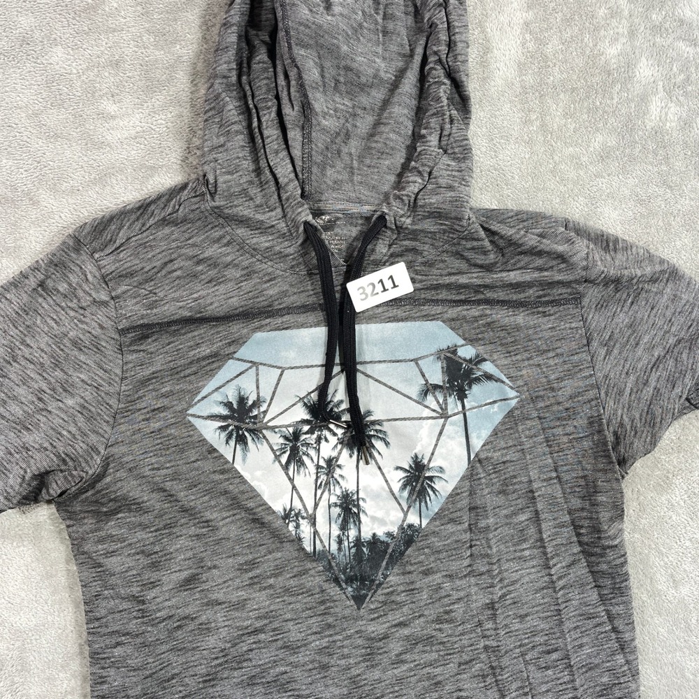 Fifth Sun Graphic Hoodie Mens Medium Grey Space Dye Palm Tree Diamond Shirt